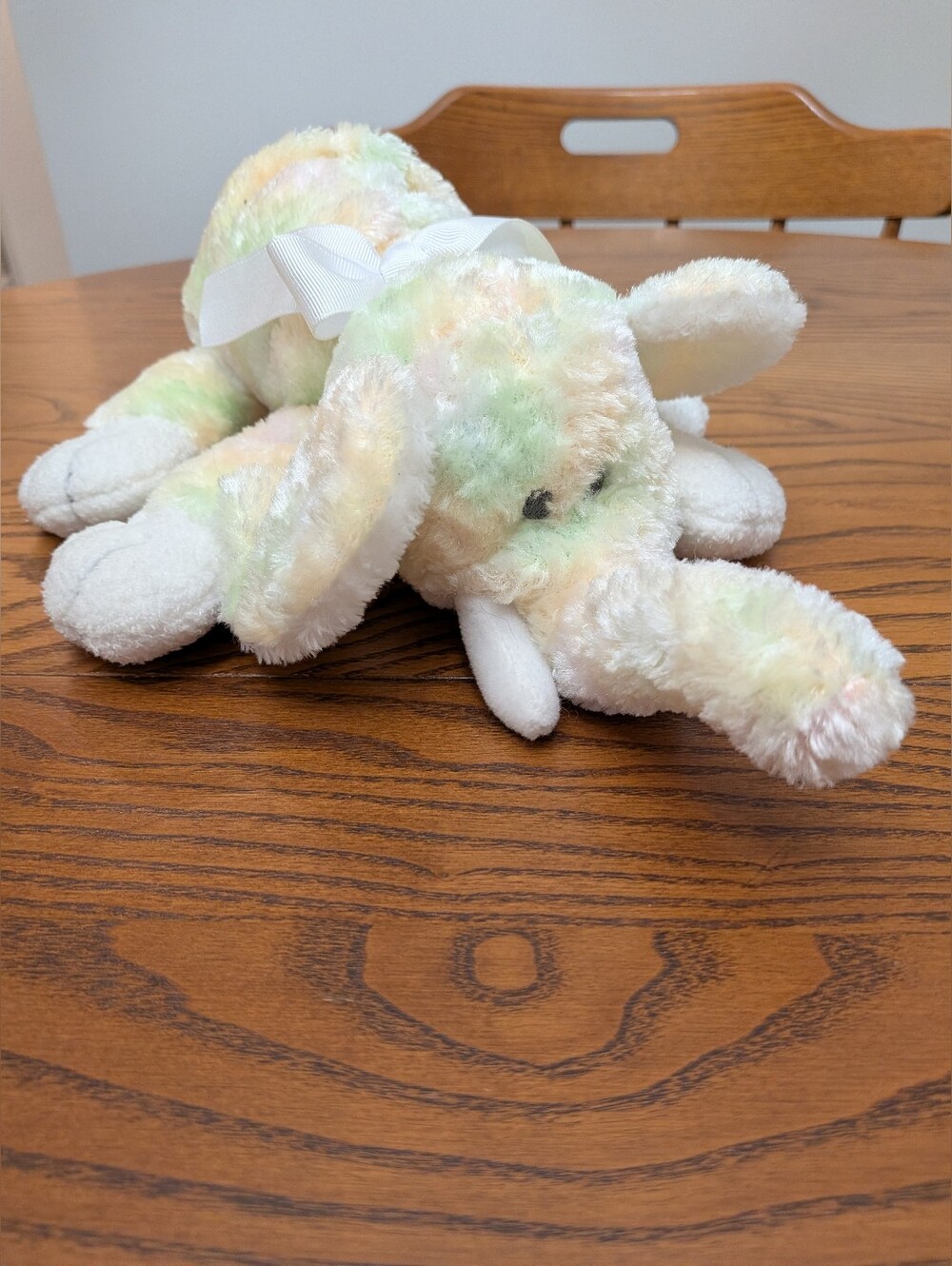 Plush Floppy Elephant. Stuffed Animal - Pastel Tie-Dye. Silky Feel. Textures.